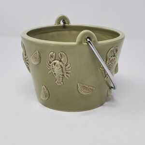 RARE & HTF MAGENTA POTTERY CERAMIC LOBSTER POT WITH METAL HANDLE RAE DUNN